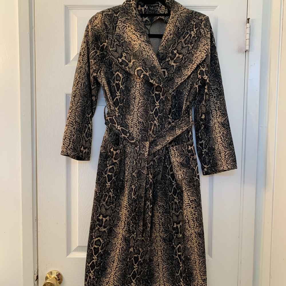 Snakeskin Belted Wraparound Trench Coat